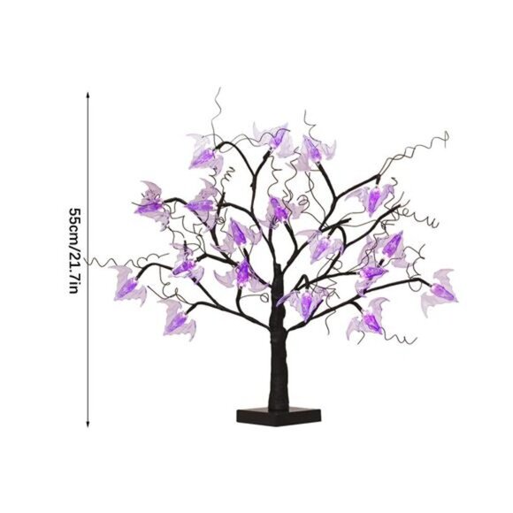 Doolland 21 In Halloween Willow Tree,Halloween Lighted Tree with 24 Purple Bats - Picture 6 of 9